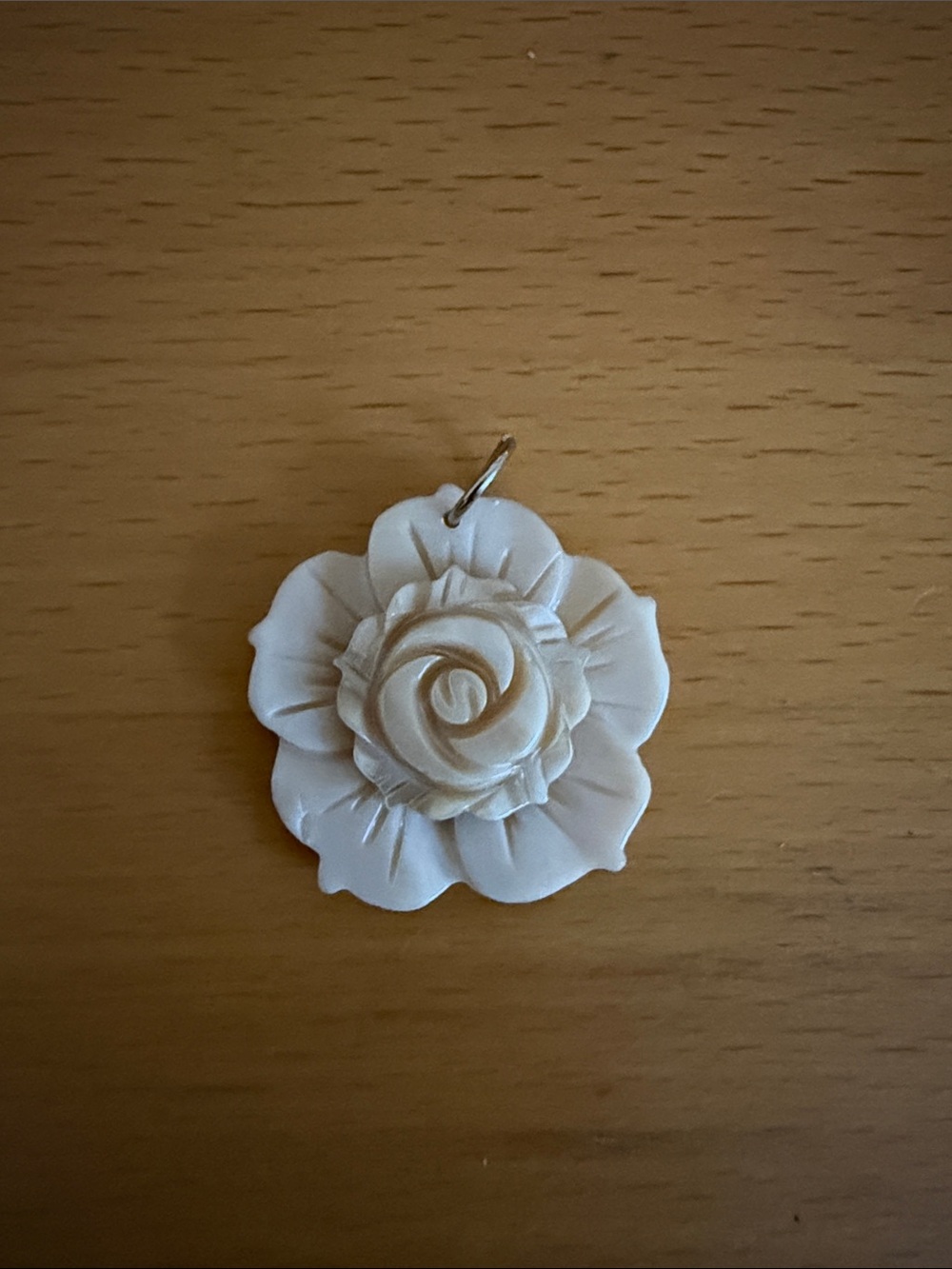White Mother of Pearl Rose Pendant Necklace - Elegant Floral Charm